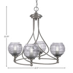 Capri Four Light Chandelier in Brushed Nickel with 6" Smoke Ribbed Shade