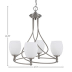 Capri Four Light Chandelier in Brushed Nickel with 5" White Linen Shade
