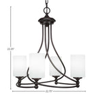 Capri Four Light Chandelier in Dark Granite with 4" White Matrix Shade