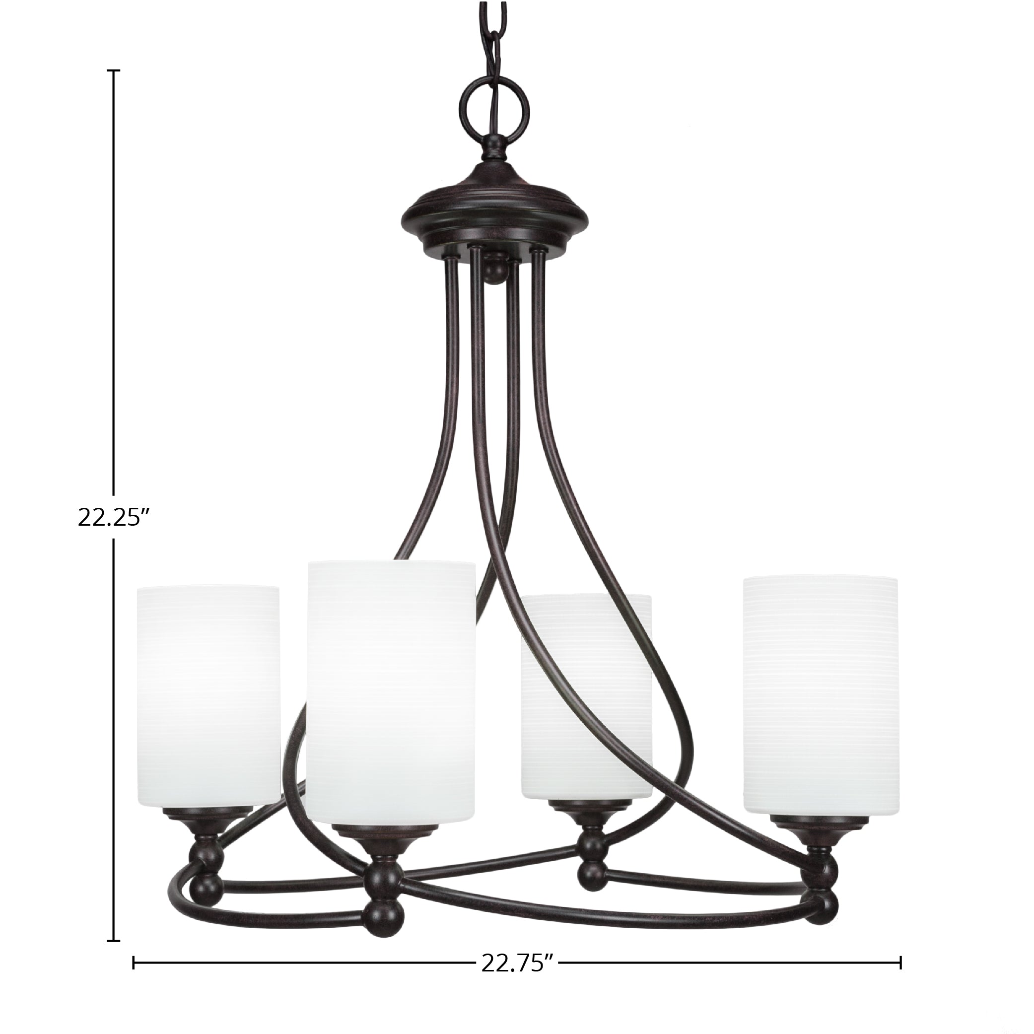 Capri Four Light Chandelier in Dark Granite with 4" White Matrix Shade