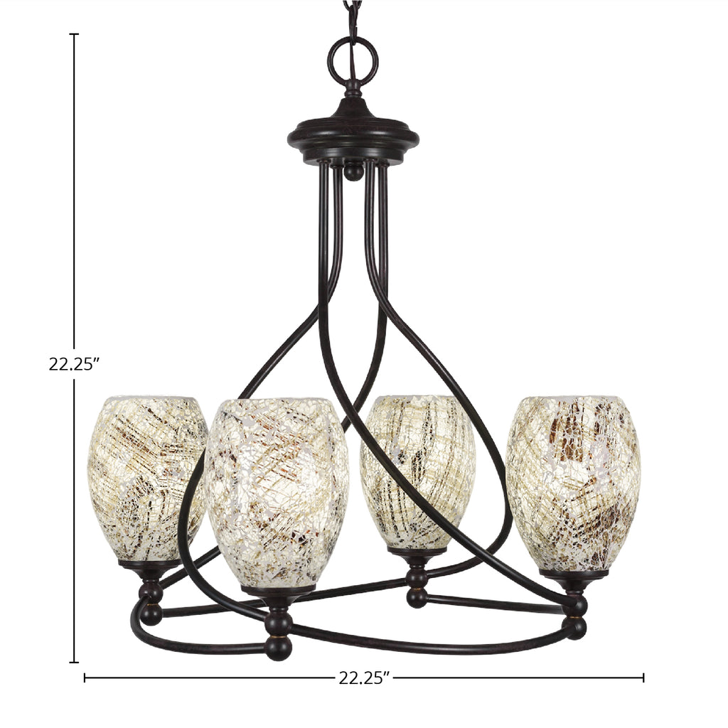 Capri Four Light Chandelier in Dark Granite with 5" Natural Fusion Shade