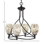 Capri Four Light Chandelier in Dark Granite with 5" Natural Fusion Shade