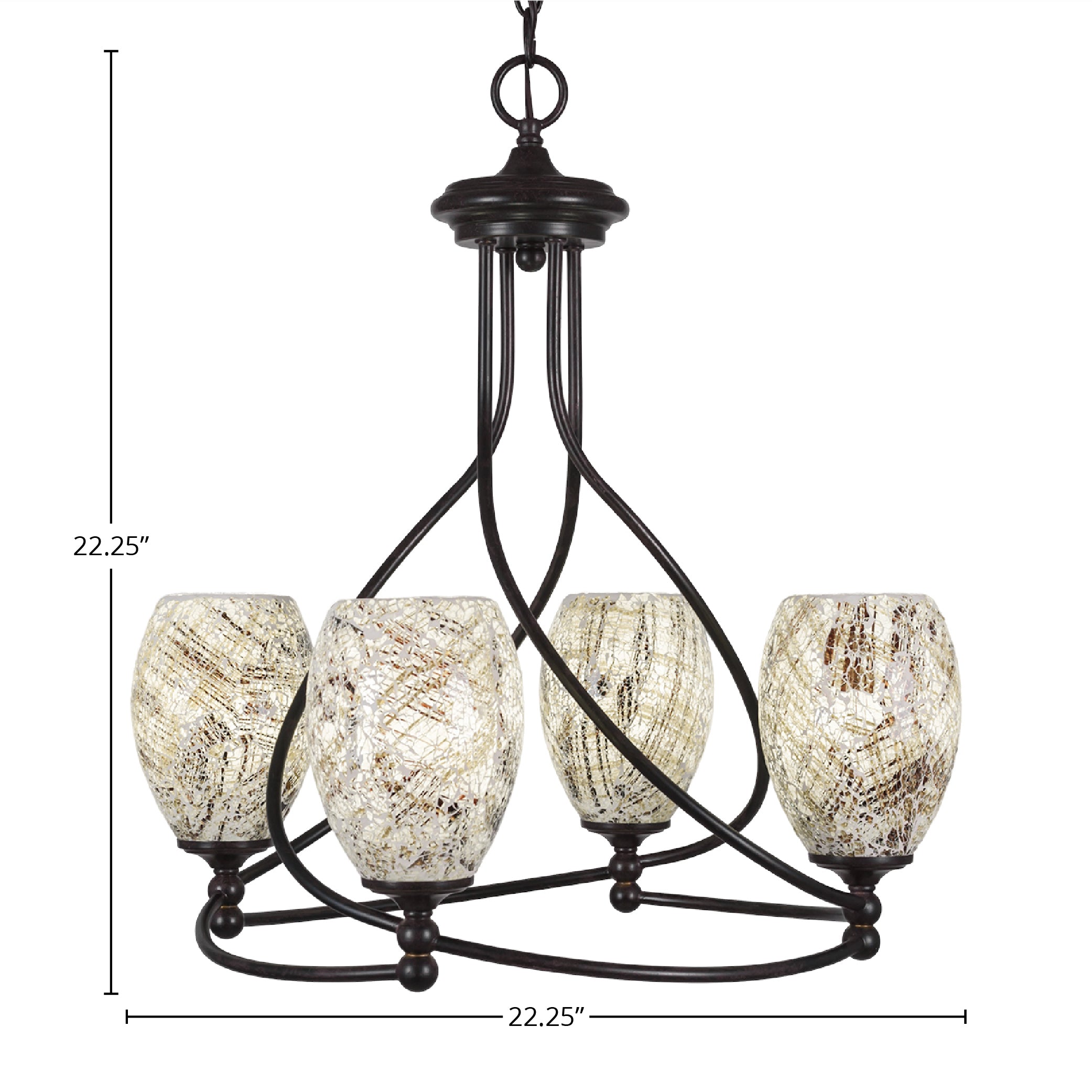 Capri Four Light Chandelier in Dark Granite with 5" Natural Fusion Shade