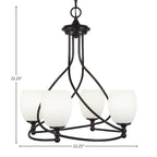 Capri Four Light Chandelier in Dark Granite with 5" White Linen Shade
