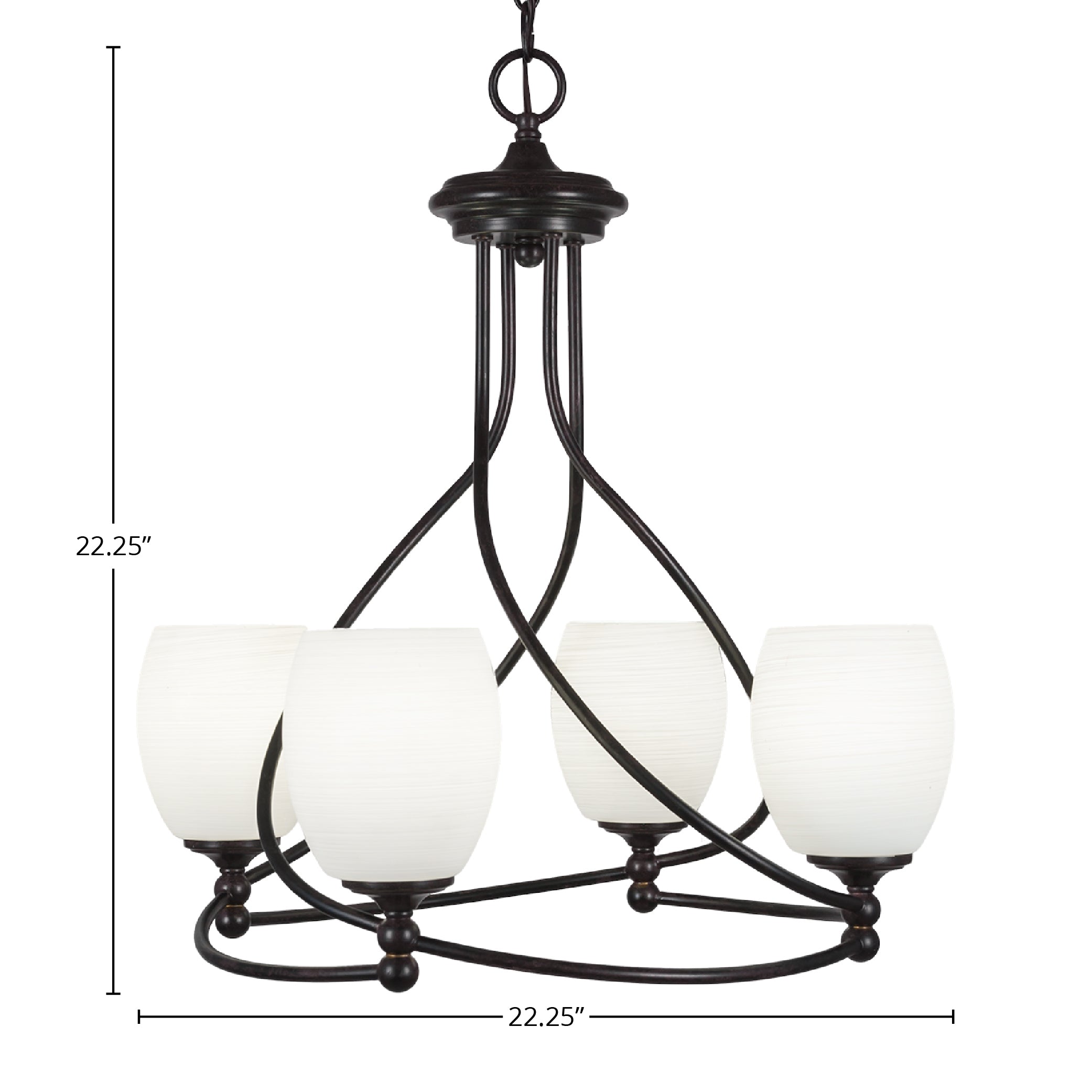 Capri Four Light Chandelier in Dark Granite with 5" White Linen Shade