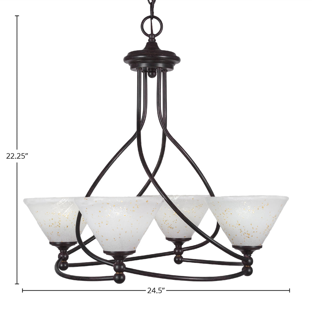 Capri Four Light Chandelier in Dark Granite with 7" Gold Ice Shade