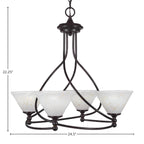 Capri Four Light Chandelier in Dark Granite with 7" Gold Ice Shade