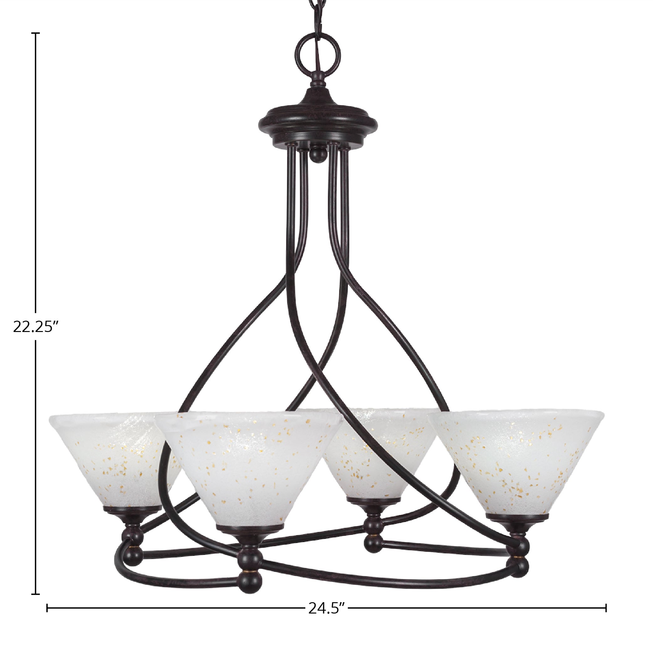 Capri Four Light Chandelier in Dark Granite with 7" Gold Ice Shade