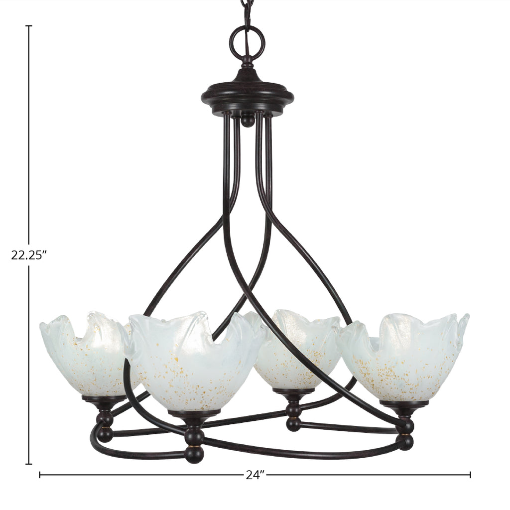 Capri Four Light Chandelier in Dark Granite with 7" Gold Ice Shade