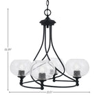 Capri Four Light Chandelier in Matte Black with 7" Clear Bubble Shade