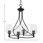 Capri Four Light Chandelier in Matte Black with 5" Clear Bubble Shade