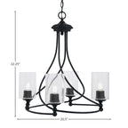 Capri Four Light Chandelier in Matte Black with 4" Clear Bubble Shade