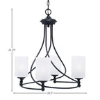 Capri Four Light Chandelier in Matte Black with 4" White Marble Shade