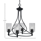 Capri Four Light Chandelier in Matte Black with 4" Smoke Bubble Shade