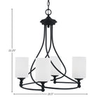 Capri Four Light Chandelier in Matte Black with 4" White Muslin Shade