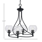 Capri Four Light Chandelier in Matte Black with 5.75" Clear Bubble Shade