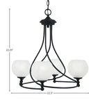 Capri Four Light Chandelier in Matte Black with 5.75" White Marble Shade