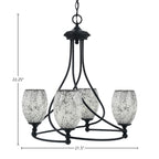 Capri Four Light Chandelier in Matte Black with 5" Black Fusion Shade