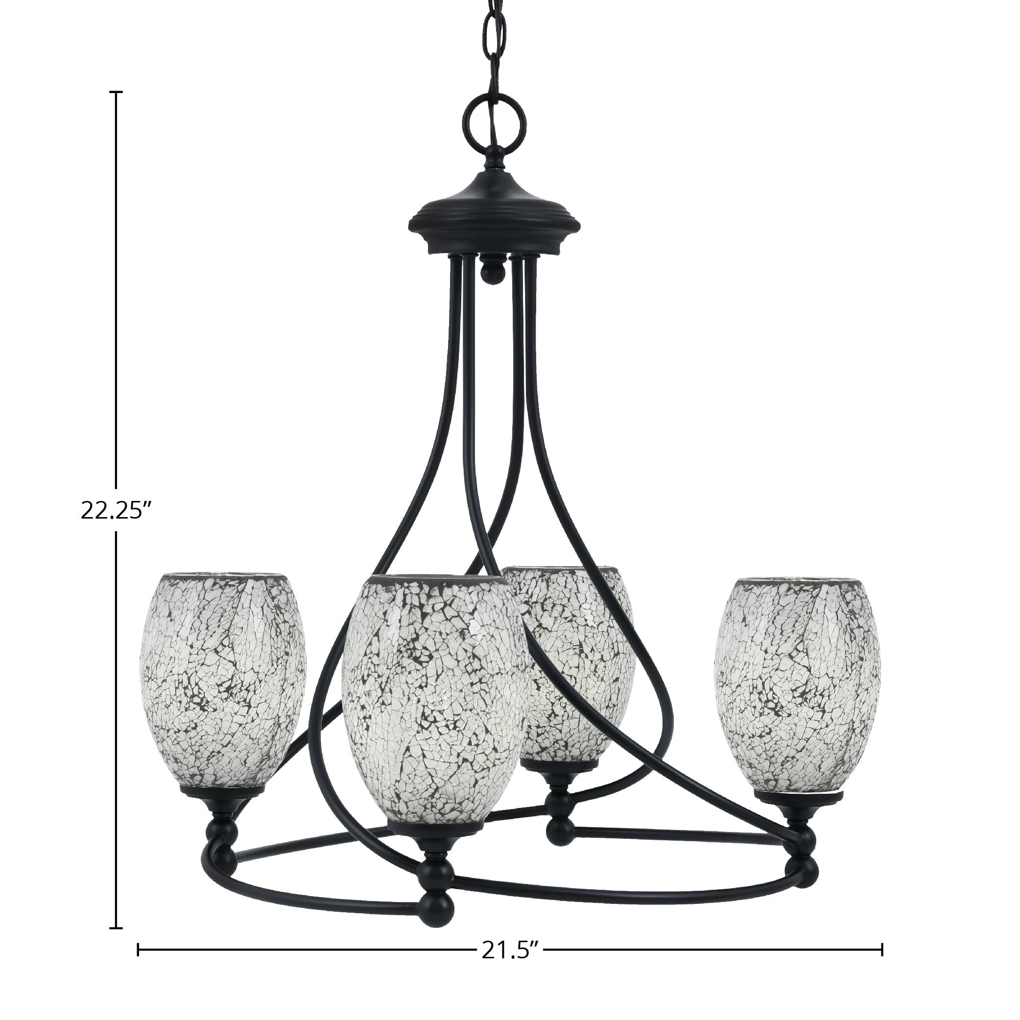 Capri Four Light Chandelier in Matte Black with 5" Black Fusion Shade