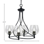 Capri Four Light Chandelier in Matte Black with 6" Clear Bubble Shade