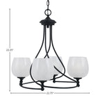 Capri Four Light Chandelier in Matte Black with 6" White Marble Shade