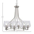 Capri Eight Light Chandelier in Brushed Nickel with 5" Clear Bubble Shade