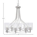 Capri Eight Light Chandelier in Brushed Nickel with 4" Clear Bubble Shade