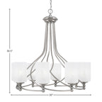 Capri Eight Light Chandelier in Brushed Nickel with 4" White Marble Shade