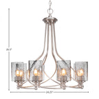 Capri Eight Light Chandelier in Brushed Nickel with 4" Smoke Bubble Shade