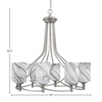 Capri Eight Light Chandelier in Brushed Nickel with 4" Onyx Swirl Shade