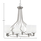 Capri Eight Light Chandelier in Brushed Nickel with 4" White Muslin Shade
