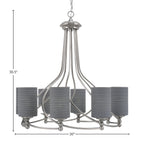 Capri Eight Light Chandelier in Brushed Nickel with 4" Gray Matrix Shade