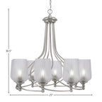 Capri Eight Light Chandelier in Brushed Nickel with 5" Clear Textured Shade