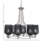Capri Eight Light Chandelier in Brushed Nickel with 5" Smoke Textured Shade