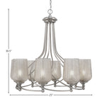 Capri Eight Light Chandelier in Brushed Nickel with 5" Silver Textured Shade
