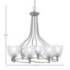 Capri Eight Light Chandelier in Brushed Nickel with 5" Clear Ribbed Shade