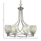Capri Eight Light Chandelier in Brushed Nickel with 5" Natural Fusion Shade