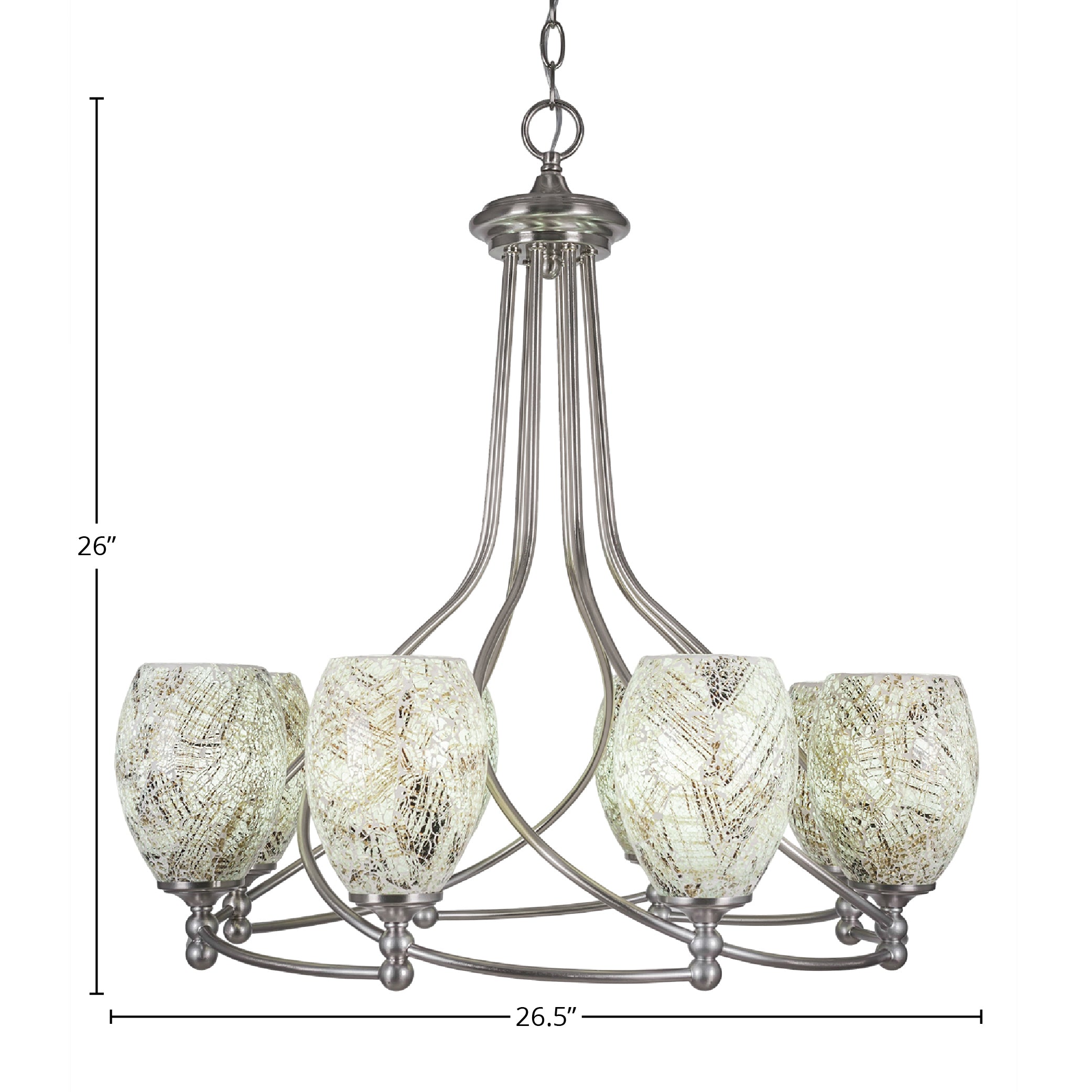 Capri Eight Light Chandelier in Brushed Nickel with 5" Natural Fusion Shade