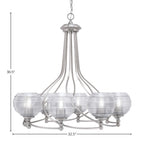 Capri Eight Light Chandelier in Brushed Nickel with 6" Clear Ribbed Shade