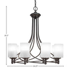 Capri Eight Light Chandelier in Dark Granite with 4" White Marble Shade