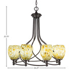 Capri Eight Light Chandelier in Dark Granite with 5" Ivory Glaze Seashell Shade