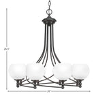Capri Eight Light Chandelier in Dark Granite with 5.75" White Marble Shade