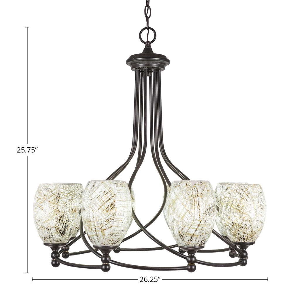 Capri Eight Light Chandelier in Dark Granite with 5" Natural Fusion Shade