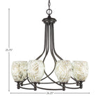 Capri Eight Light Chandelier in Dark Granite with 5" Natural Fusion Shade