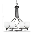 Capri Eight Light Chandelier in Dark Granite with 5" White Linen Shade