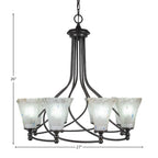 Capri Eight Light Chandelier in Dark Granite with 5.5" Fluted Frosted Crystal Shade
