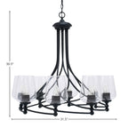 Capri Eight Light Chandelier in Matte Black with 5" Clear Bubble Shade