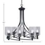 Capri Eight Light Chandelier in Matte Black with 4" Clear Bubble Shade