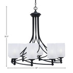 Capri Eight Light Chandelier in Matte Black with 4" White Marble Shade