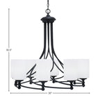 Capri Eight Light Chandelier in Matte Black with 4" White Muslin Shade